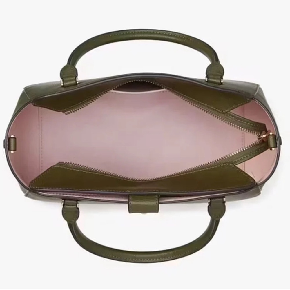 Kate spade medium phoebe satchel seaweed olive green + pink interior $429 NWT - Picture 4 of 7